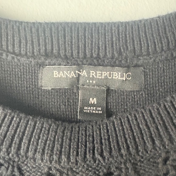 Banana Republic Womens Black Cotton Pointelle Knit Crew Neck Sweater Vest Size M - Picture 3 of 5